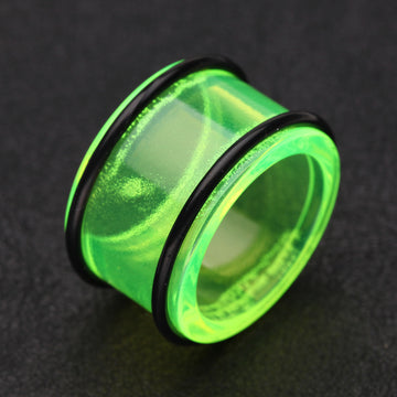 Detail View 1 of A Pair of Basic UV Acrylic No Flare Regs Ear Gauge Tunnel Plug-Green
